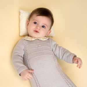 Gray Knitted Cotton Babygrow