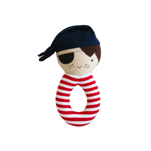 Linen Pirate Grab Rattle Navy