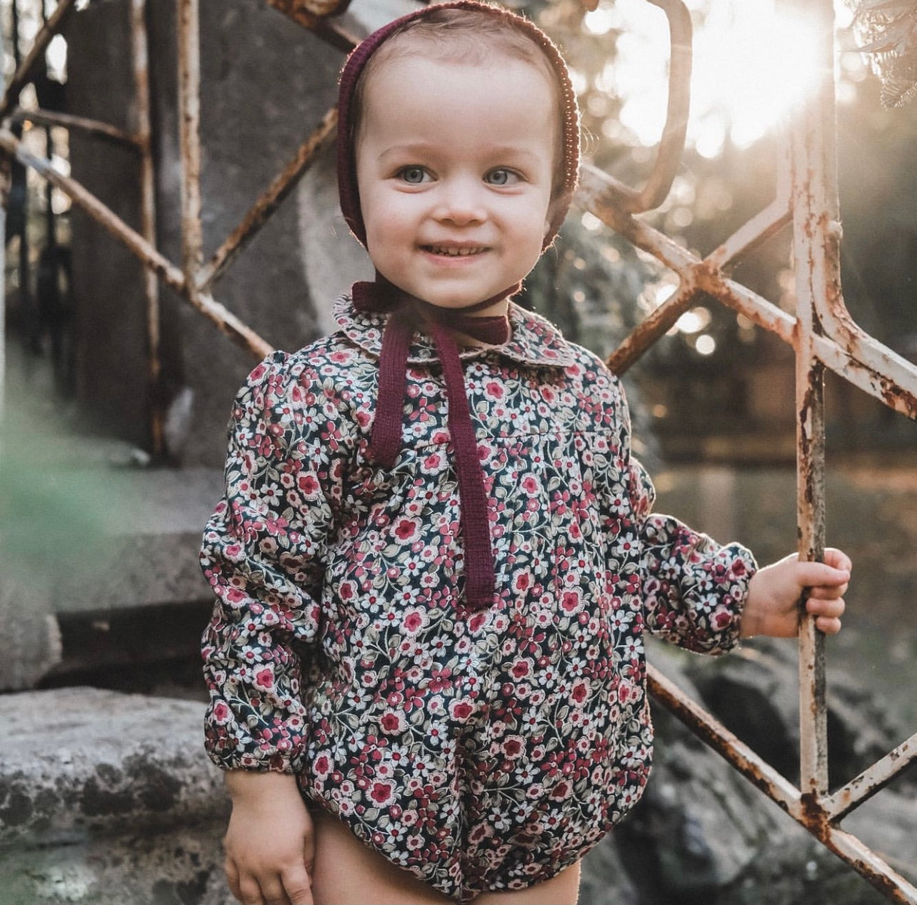 Marsala Rose Flower Romper